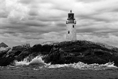 Moose Peak Lighthouse on Maine's Stormy Coast -BW